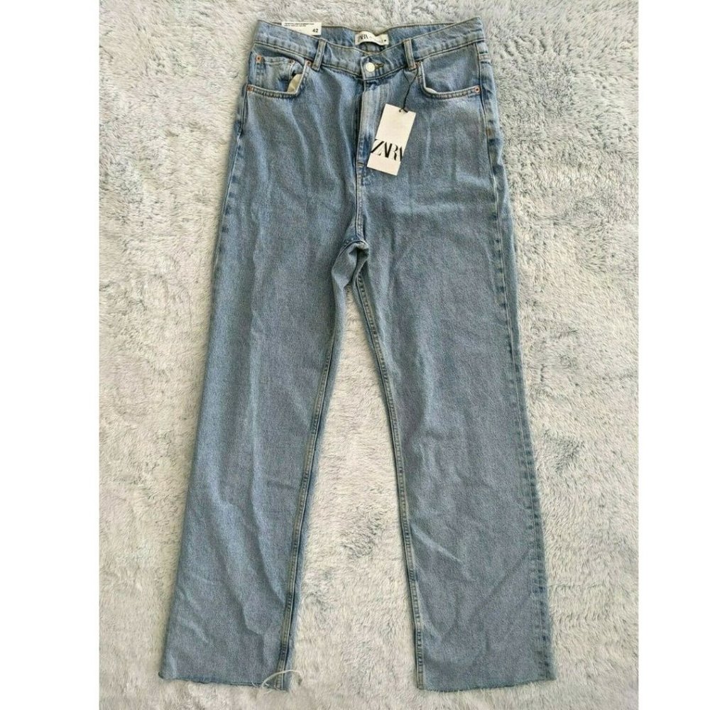 Zara Size US 10 Women The 90's Full Length Jeans in Serenity Blue High Rise NEW - Picture 3 of 12